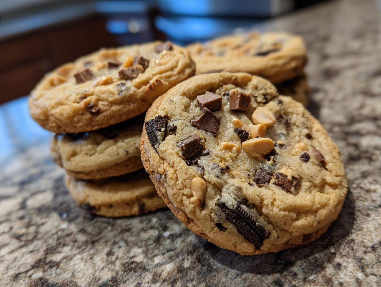 Easy Peanut Butter Oreo Cookies with Crushed Oreos & Drizzle